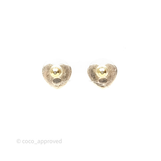 Chanel CC Heart Earrings White Gold Tone 24S