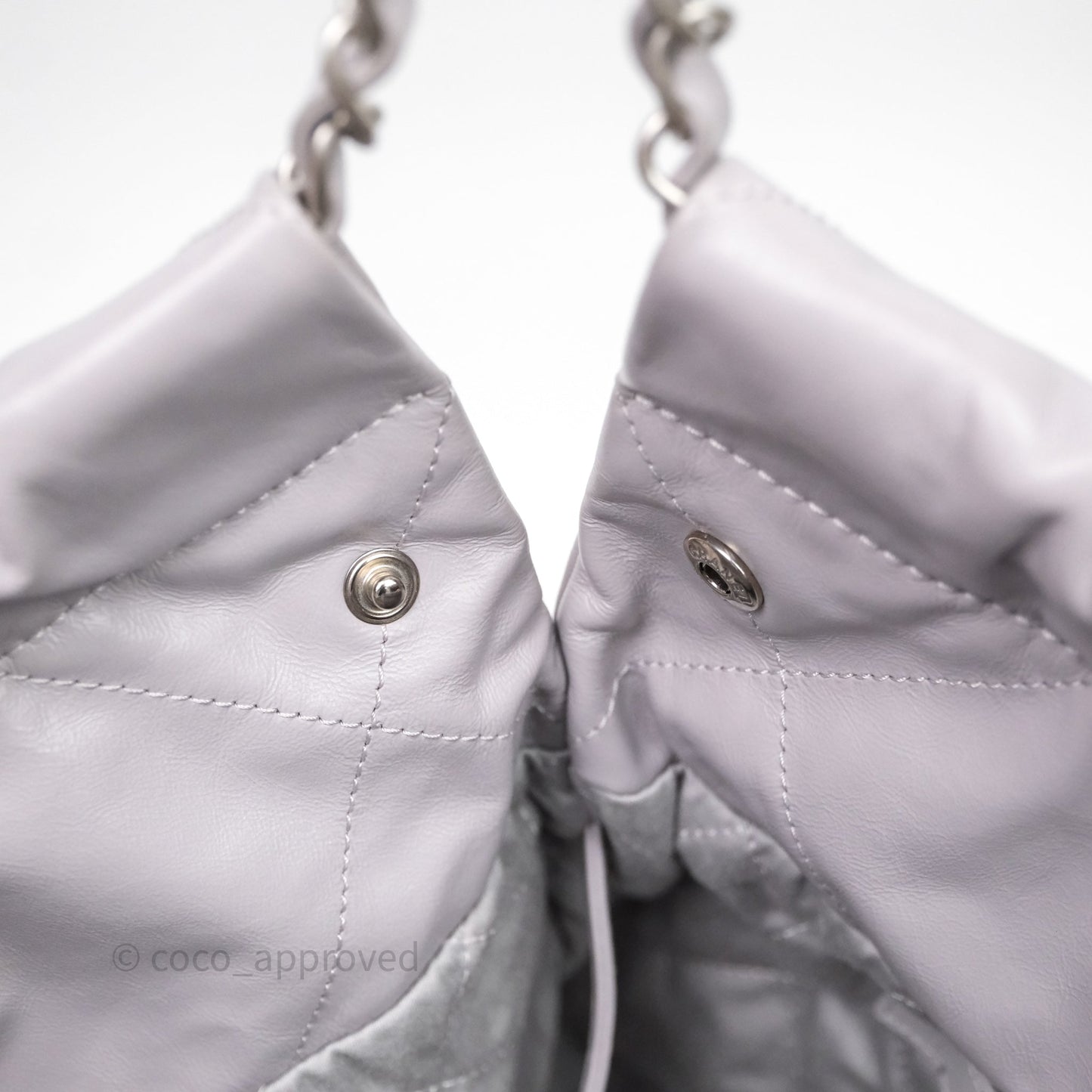 Chanel 22 Small Grey Aged Calfskin Matte Silver Hardware