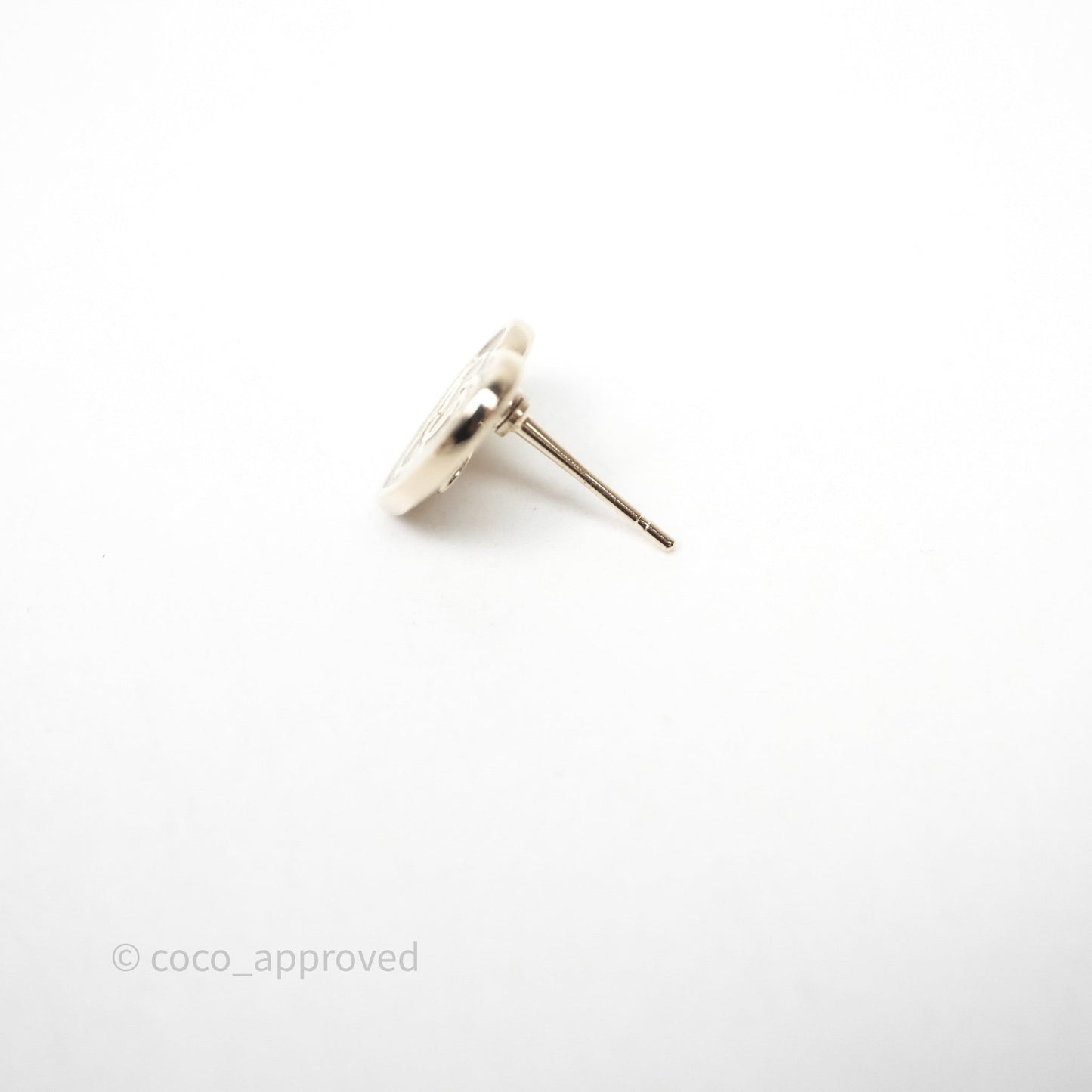 Chanel CC Heart Earrings White Gold Tone 24S