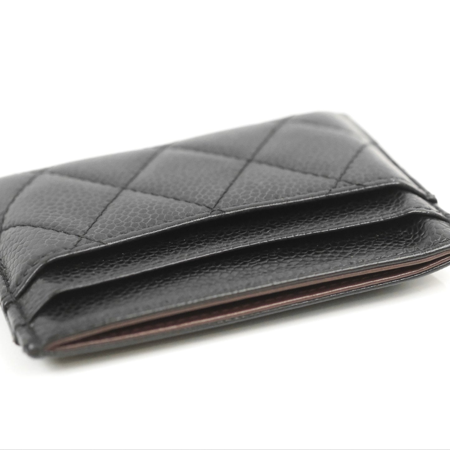 Chanel Classic Flat Card Holder Black Caviar Gold Hardware