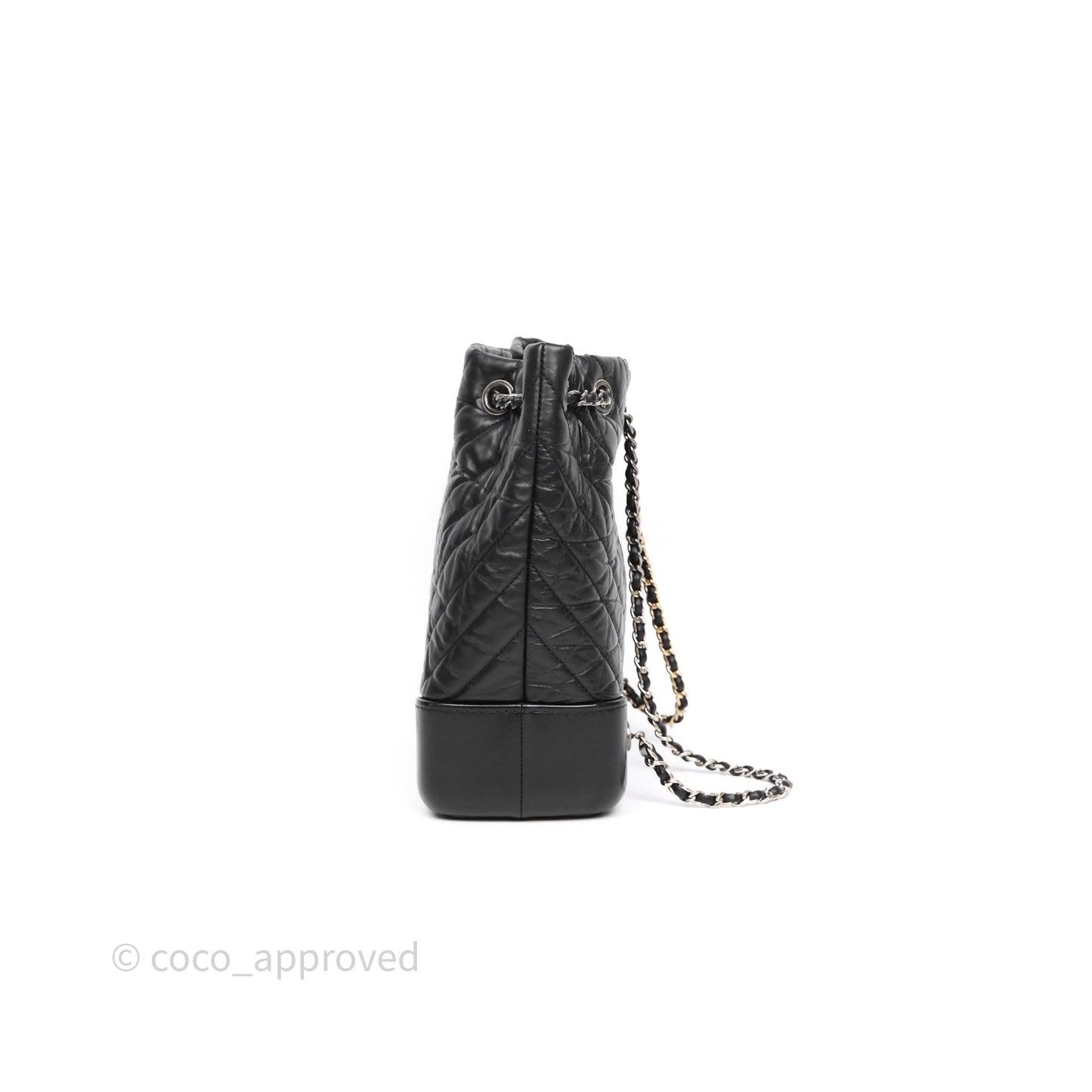 Chanel Small Chevron Gabrielle Backpack Black Aged Calfskin
