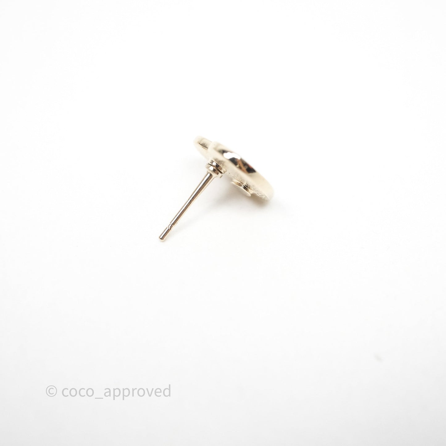 Chanel CC Heart Earrings White Gold Tone 24S