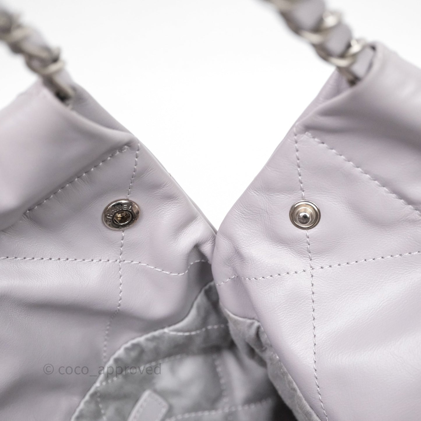 Chanel 22 Small Grey Aged Calfskin Matte Silver Hardware