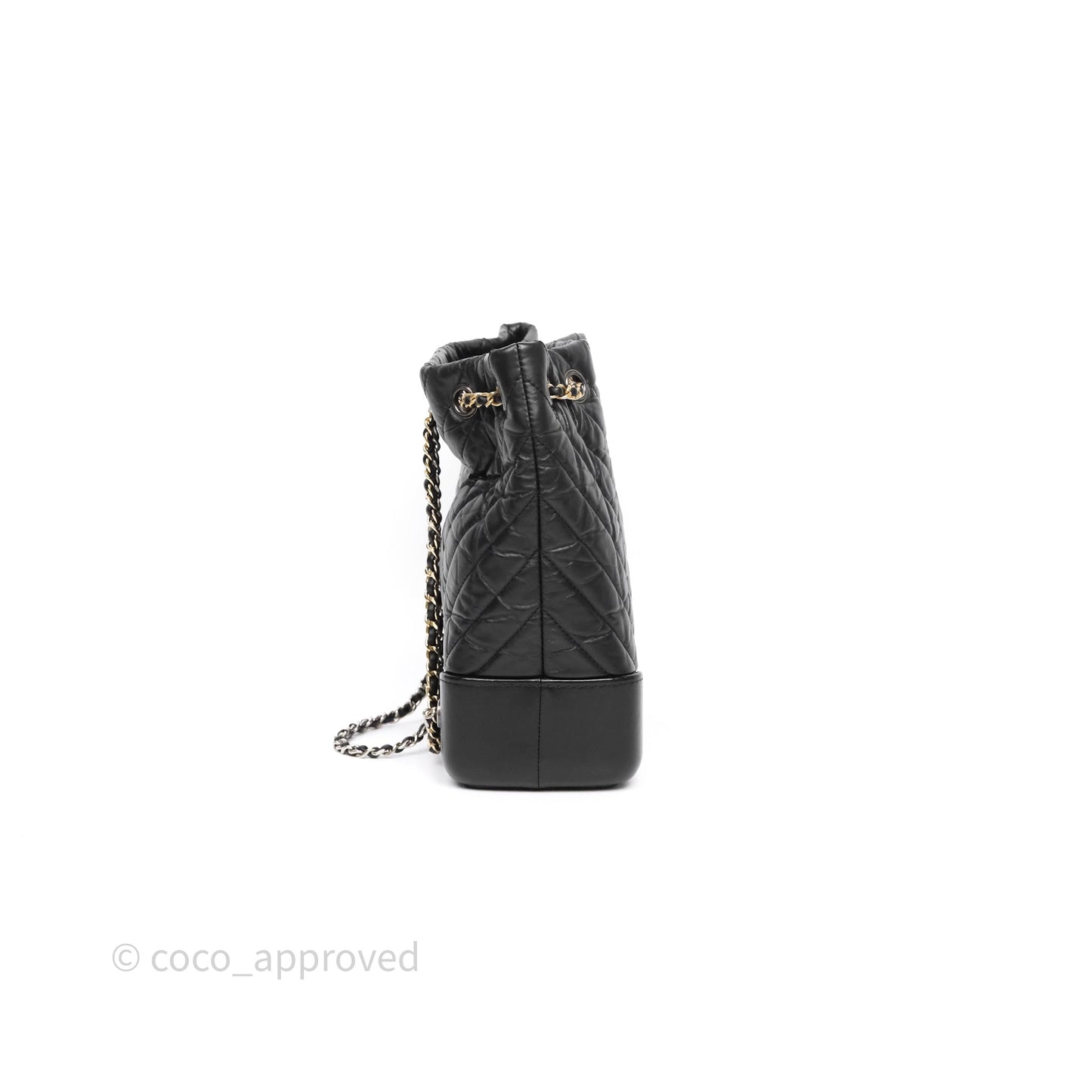 Chanel Small Chevron Gabrielle Backpack Black Aged Calfskin