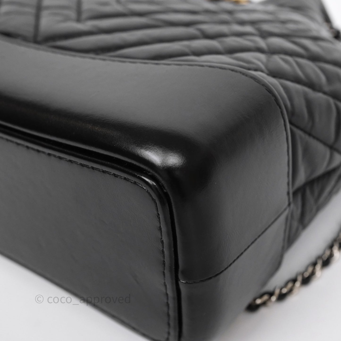 Chanel Small Chevron Gabrielle Backpack Black Aged Calfskin