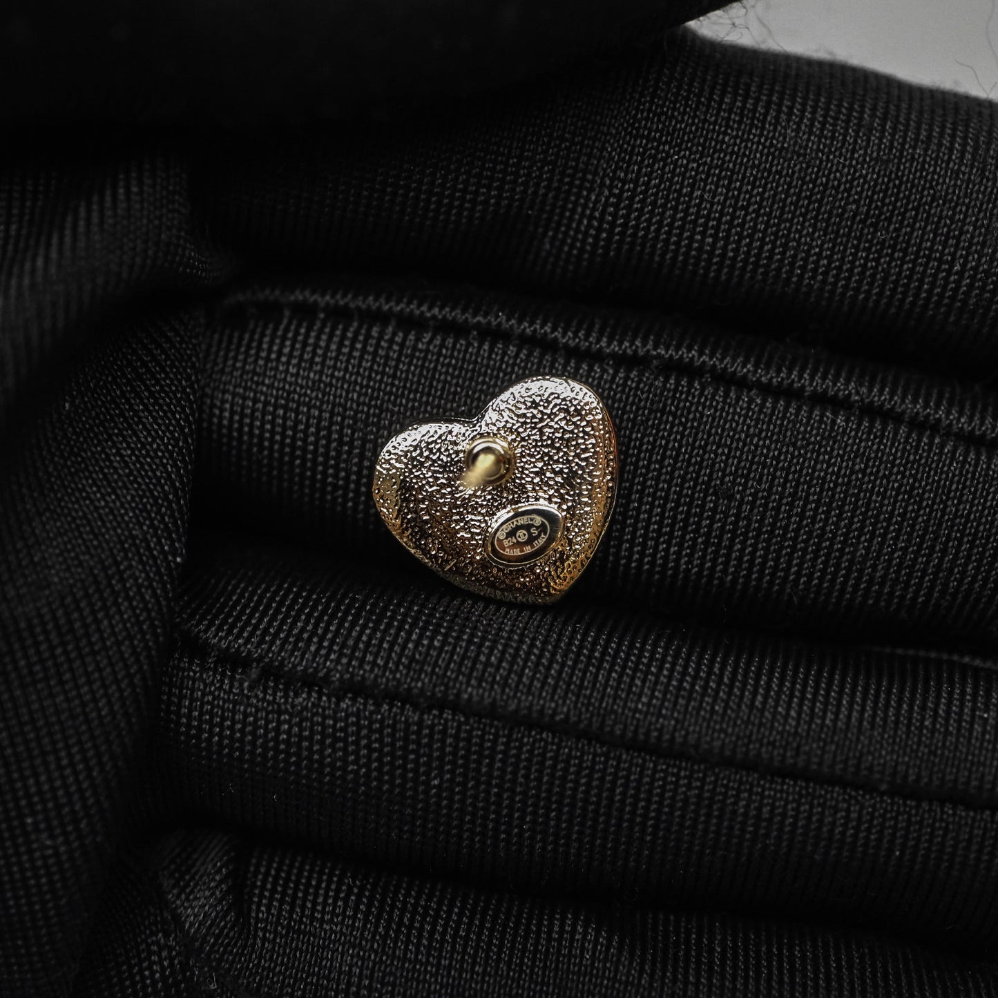 Chanel CC Heart Earrings White Gold Tone 24S
