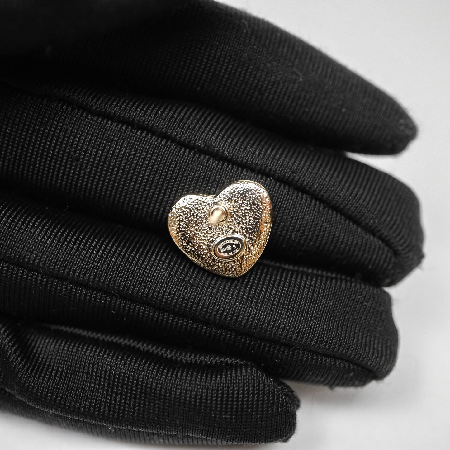 Chanel CC Heart Earrings White Gold Tone 24S