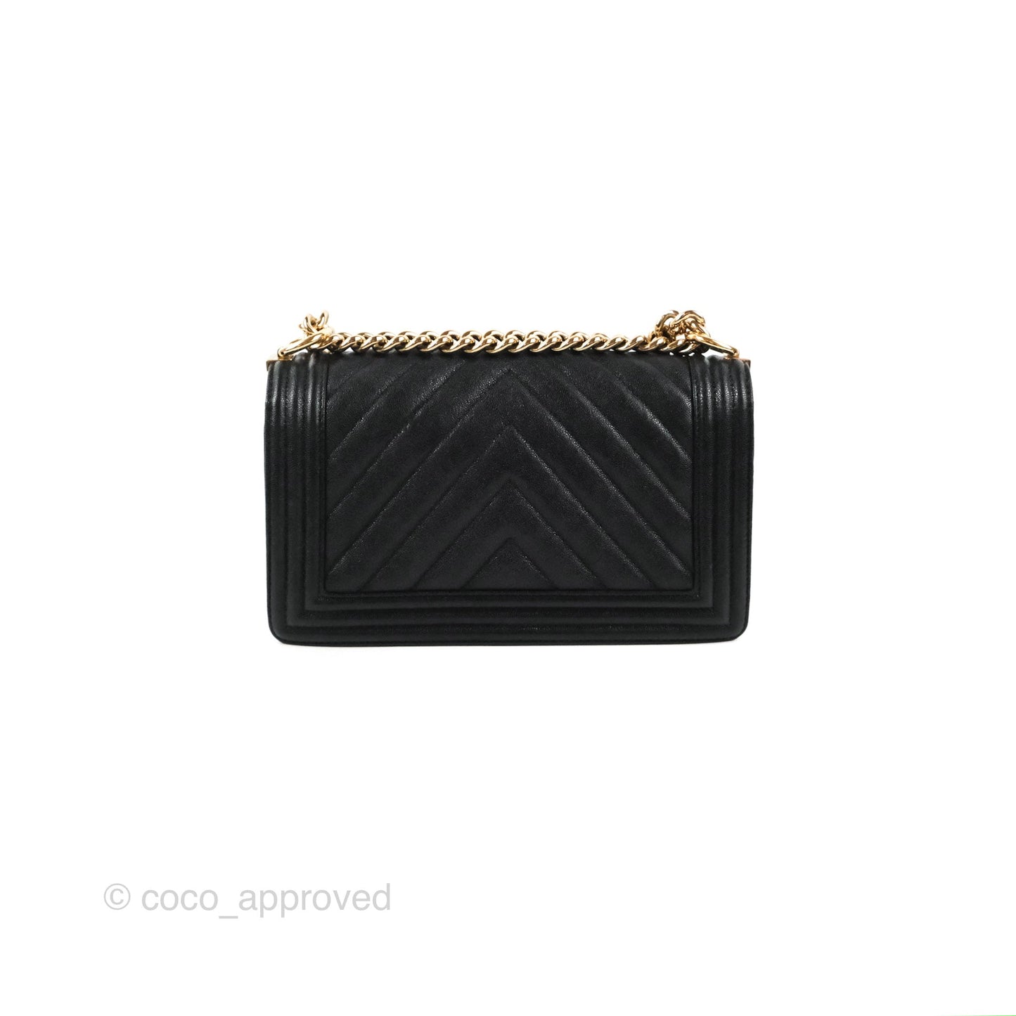 Chanel Medium Boy Chevron Black Caviar Gold Hardware