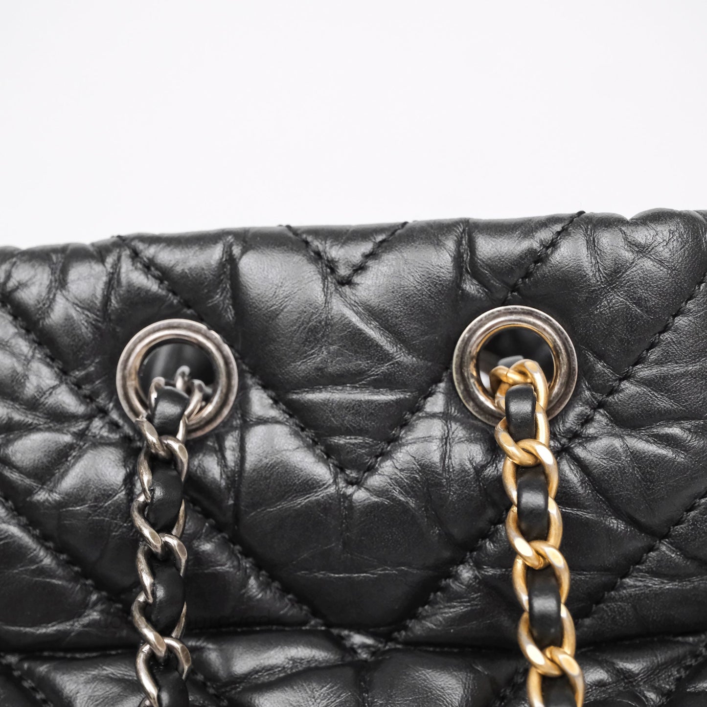 Chanel Small Chevron Gabrielle Backpack Black Aged Calfskin