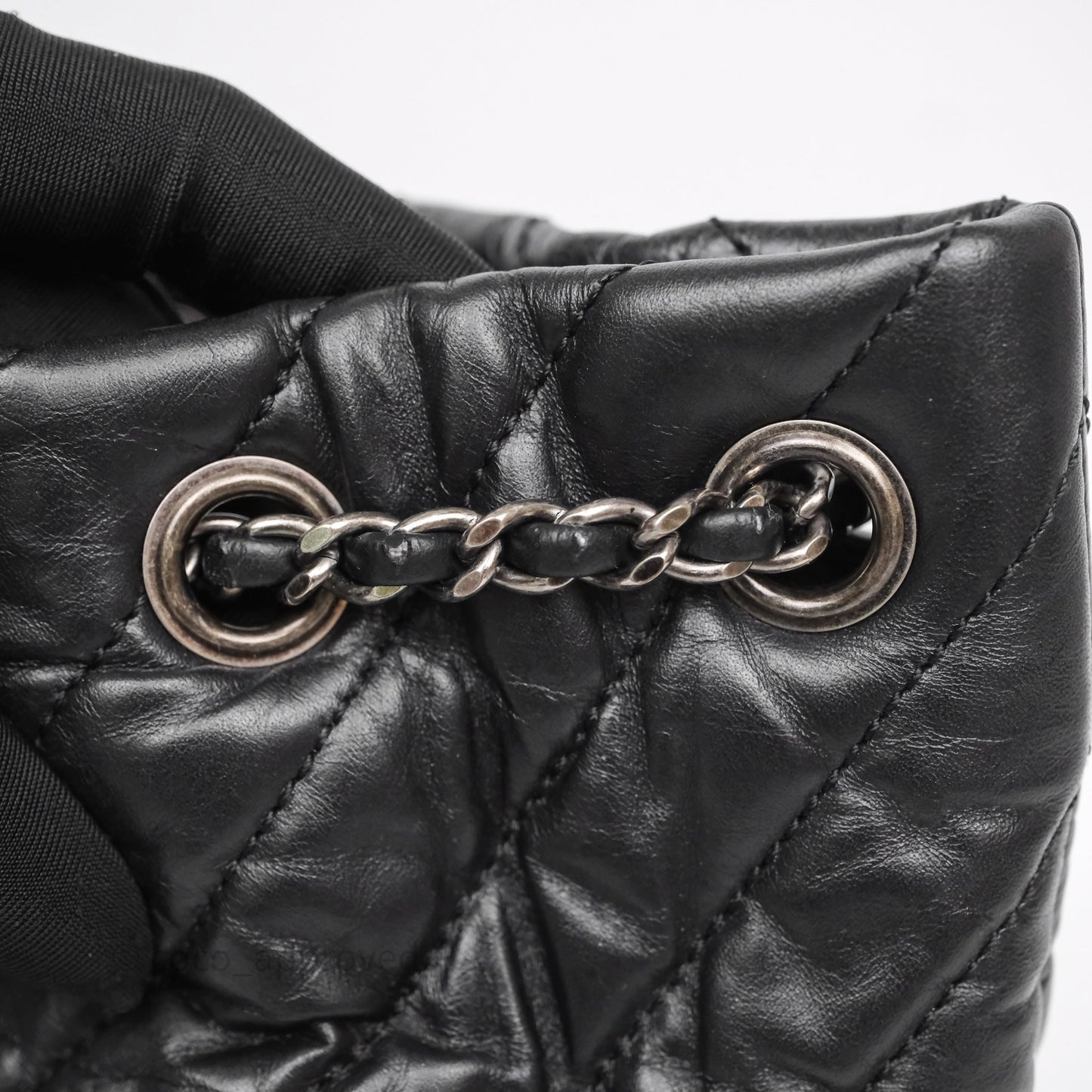 Chanel Small Chevron Gabrielle Backpack Black Aged Calfskin