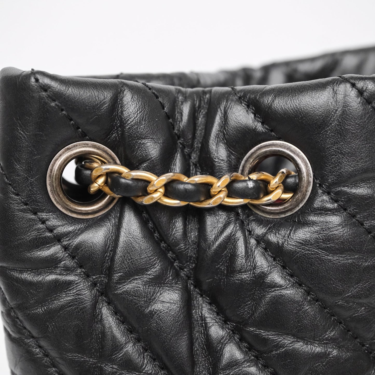 Chanel Small Chevron Gabrielle Backpack Black Aged Calfskin
