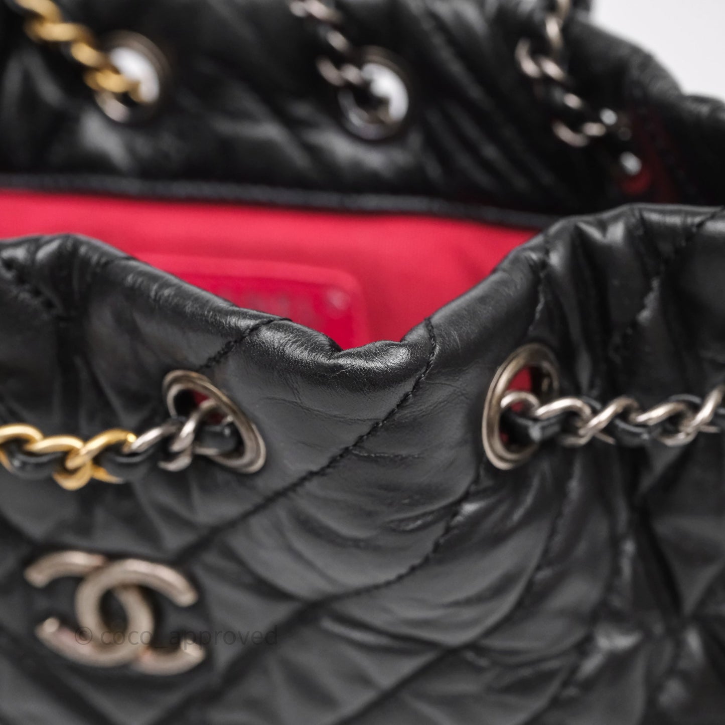 Chanel Small Chevron Gabrielle Backpack Black Aged Calfskin