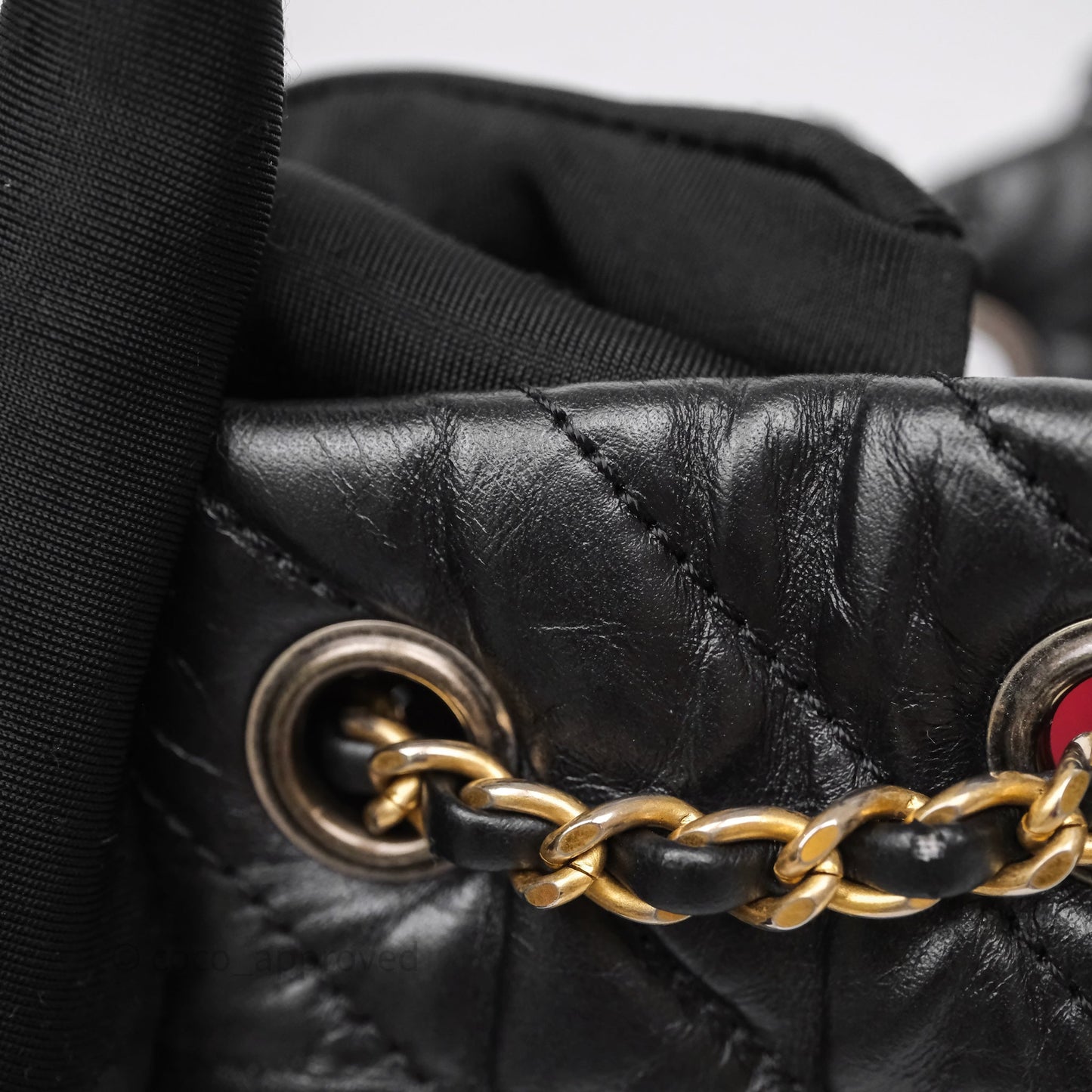 Chanel Small Chevron Gabrielle Backpack Black Aged Calfskin