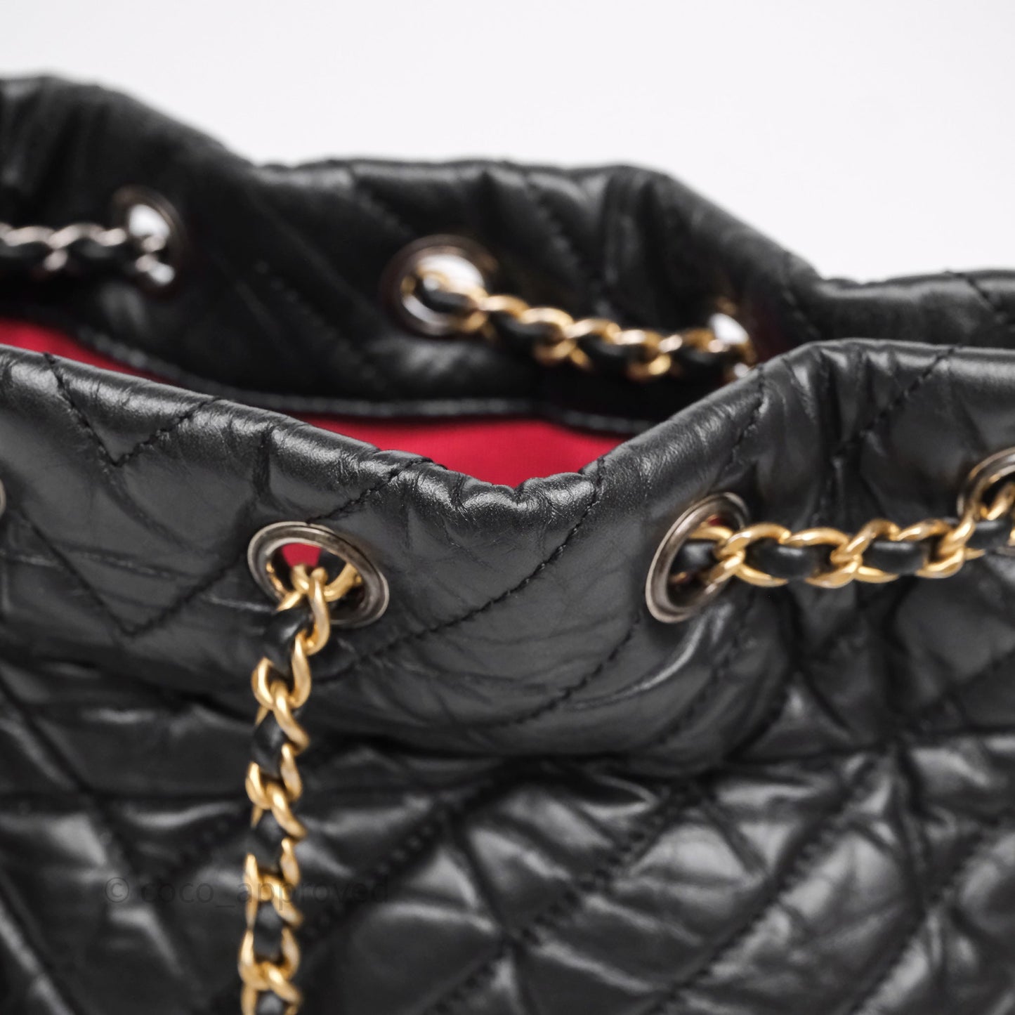 Chanel Small Chevron Gabrielle Backpack Black Aged Calfskin