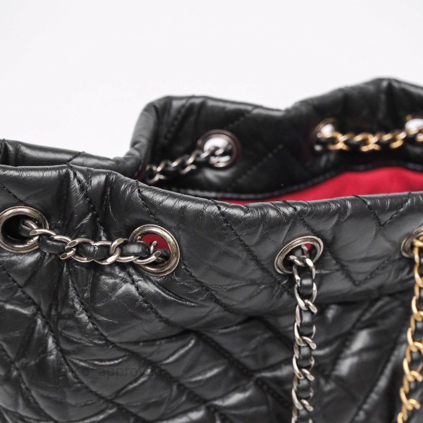 Chanel Small Chevron Gabrielle Backpack Black Aged Calfskin