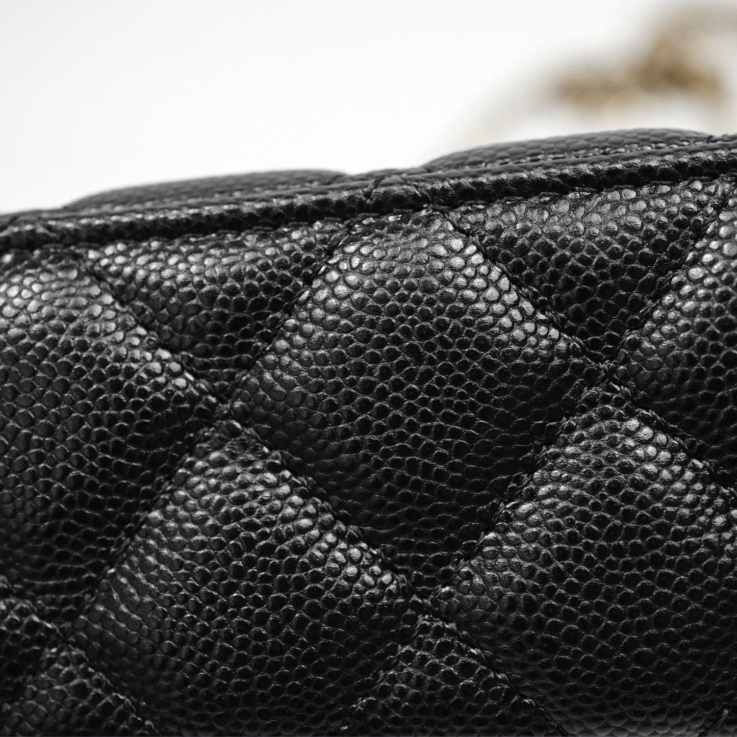 Chanel Top Handle Long Vanity with Chain Black Caviar Gold Hardware