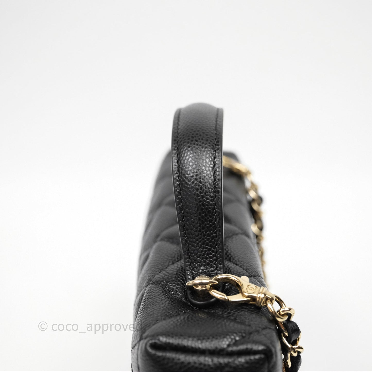 Chanel Top Handle Long Vanity with Chain Black Caviar Gold Hardware
