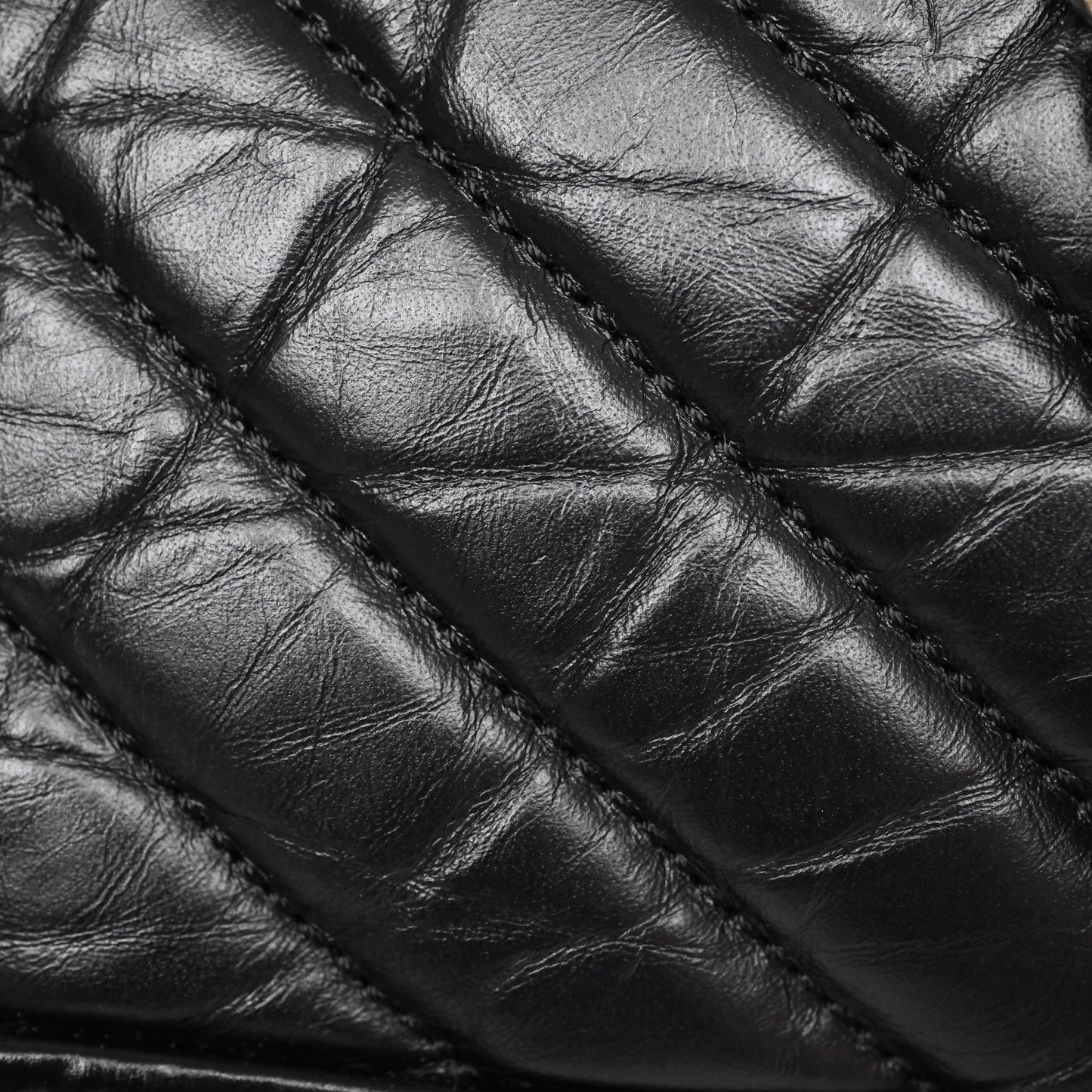 Chanel Small Chevron Gabrielle Backpack Black Aged Calfskin