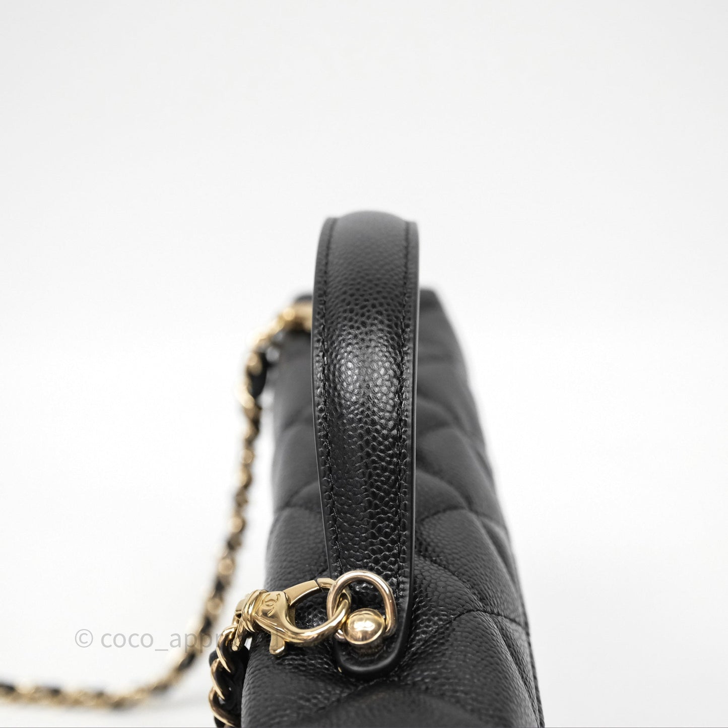 Chanel Top Handle Long Vanity with Chain Black Caviar Gold Hardware