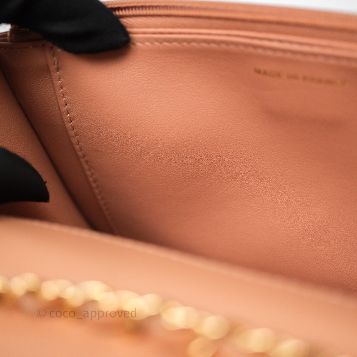Chanel Quilted Frame Wallet On Chain WOC Beige Lambskin Rose Gold Hardware