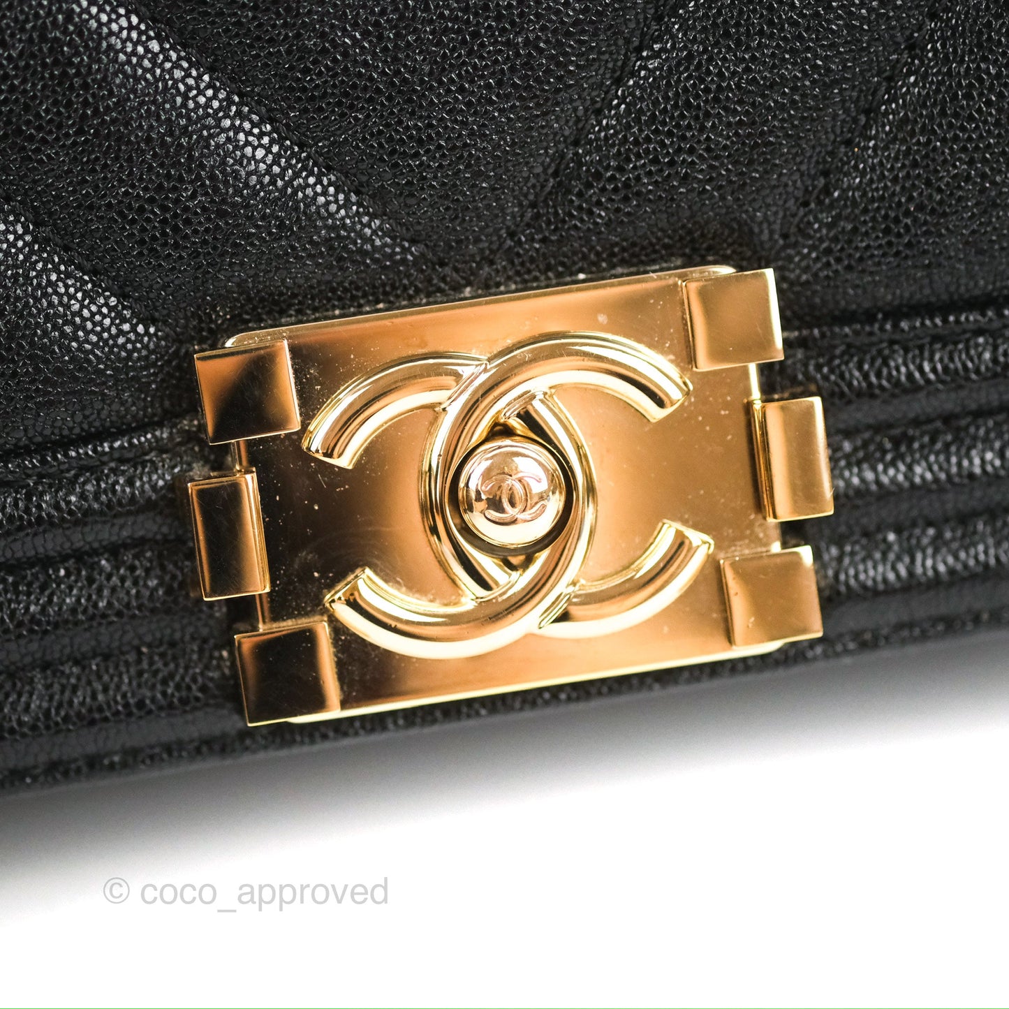 Chanel Medium Boy Chevron Black Caviar Gold Hardware