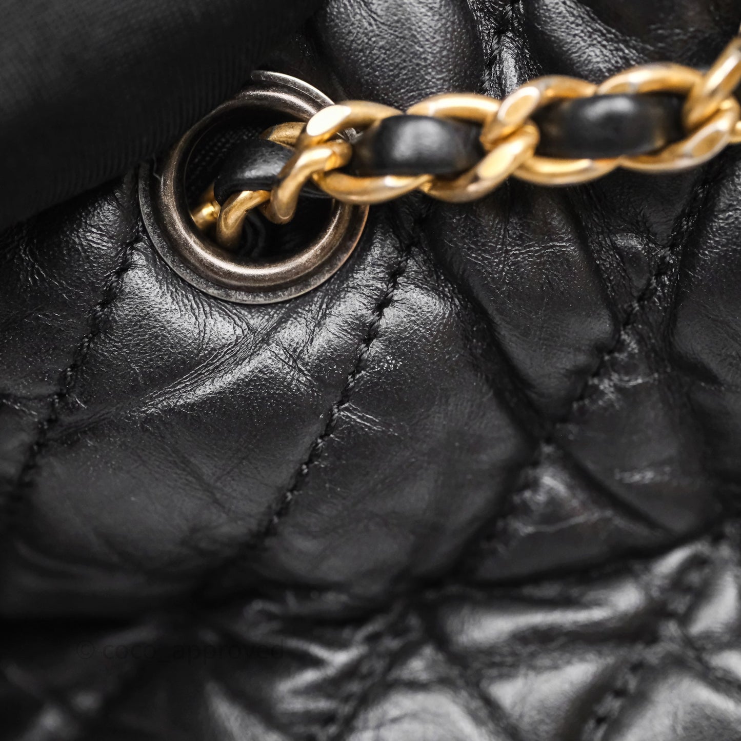 Chanel Small Chevron Gabrielle Backpack Black Aged Calfskin