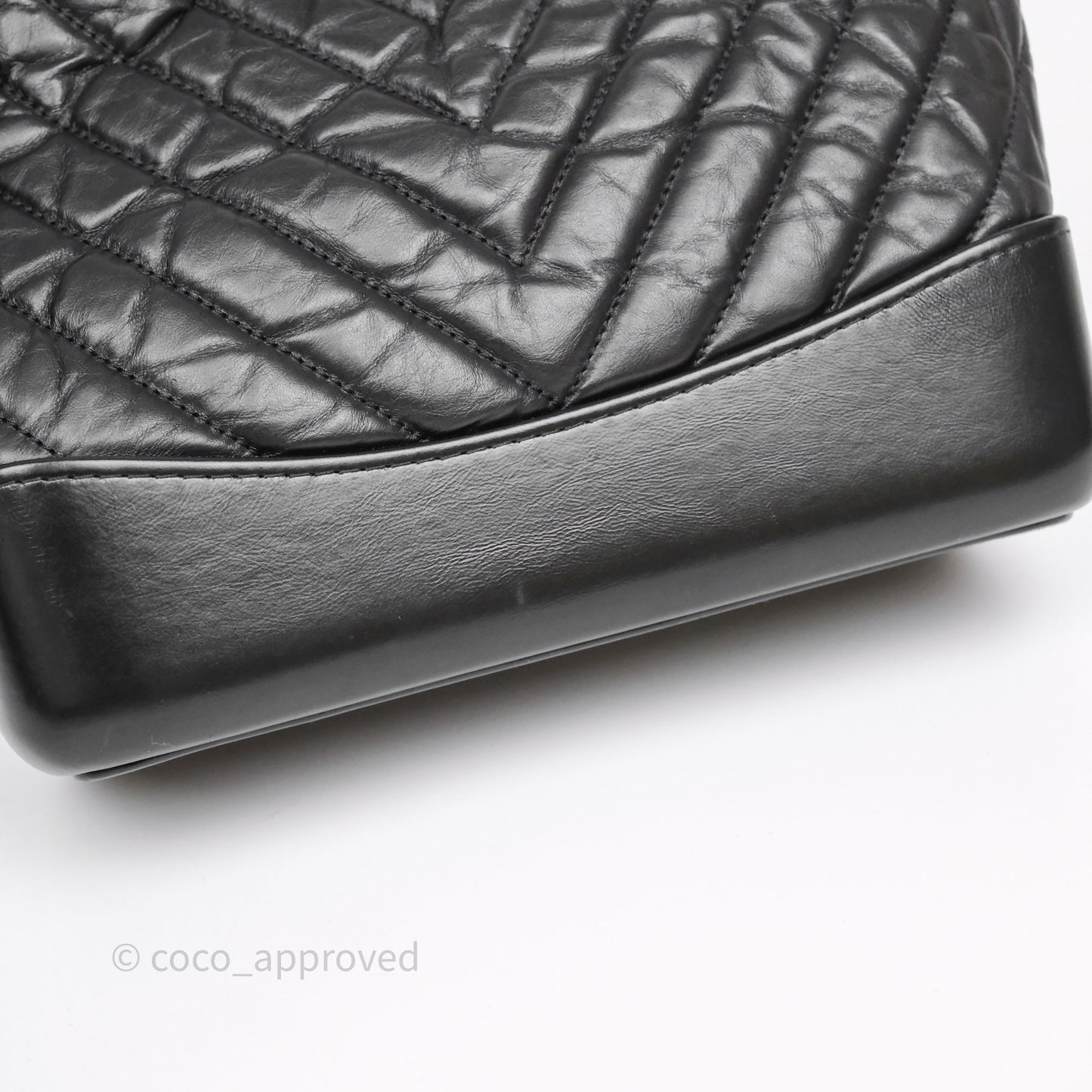 Chanel Small Chevron Gabrielle Backpack Black Aged Calfskin