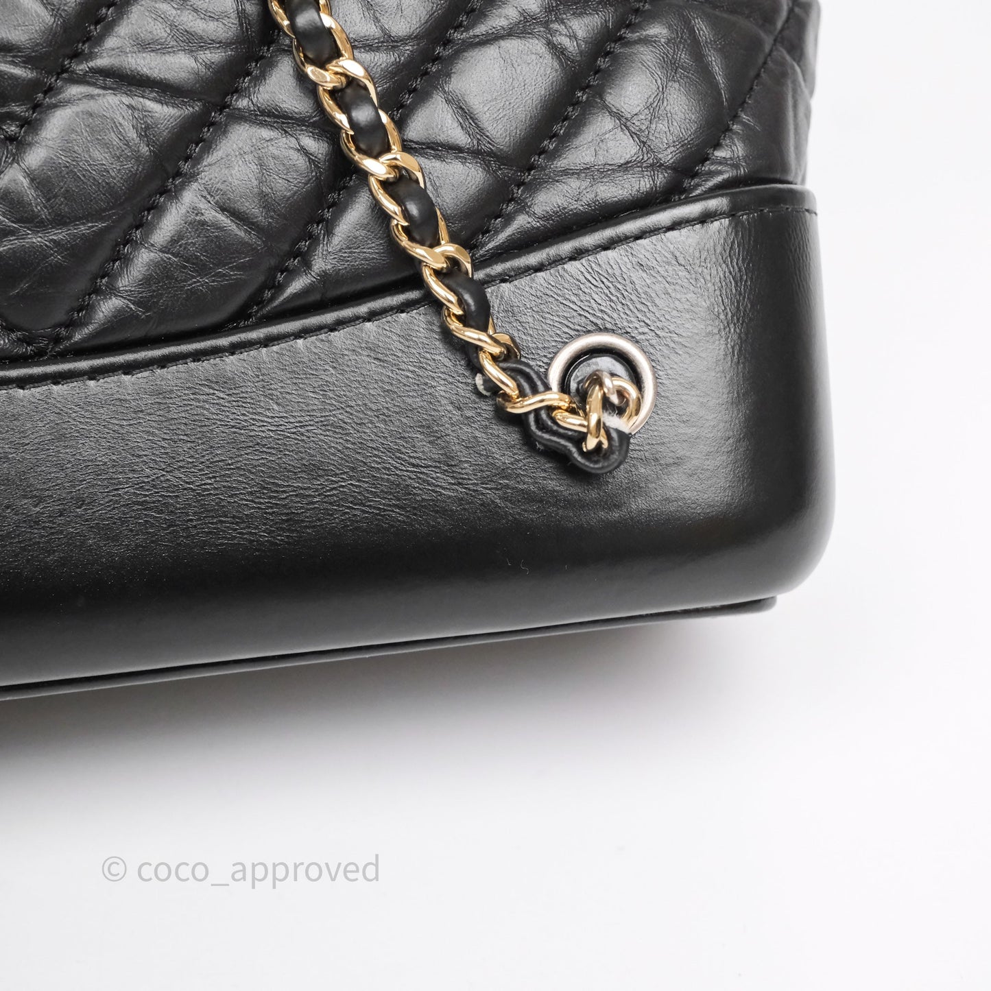 Chanel Small Chevron Gabrielle Backpack Black Aged Calfskin