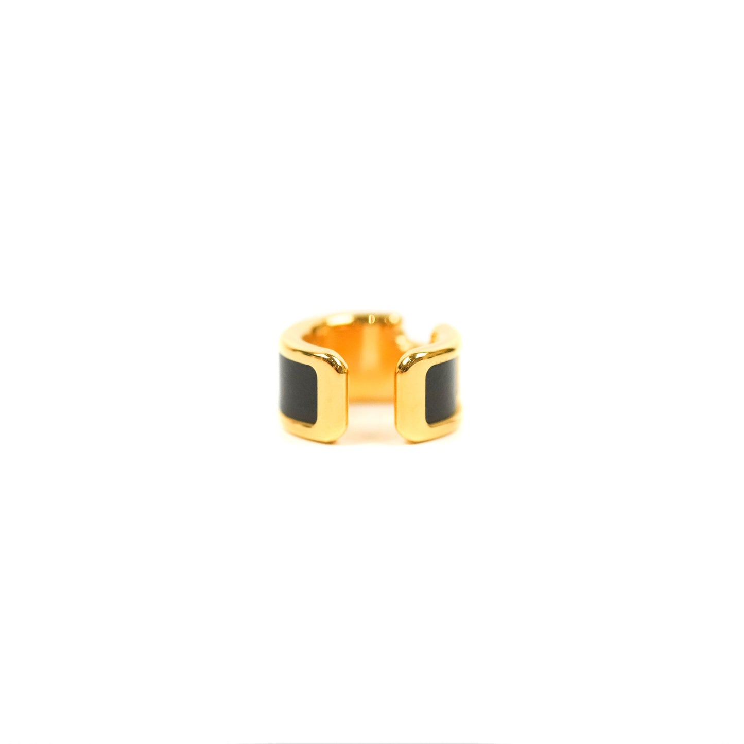 Hermes Olympe Ear Cuff Small Model Black Box Calfskin Gold
