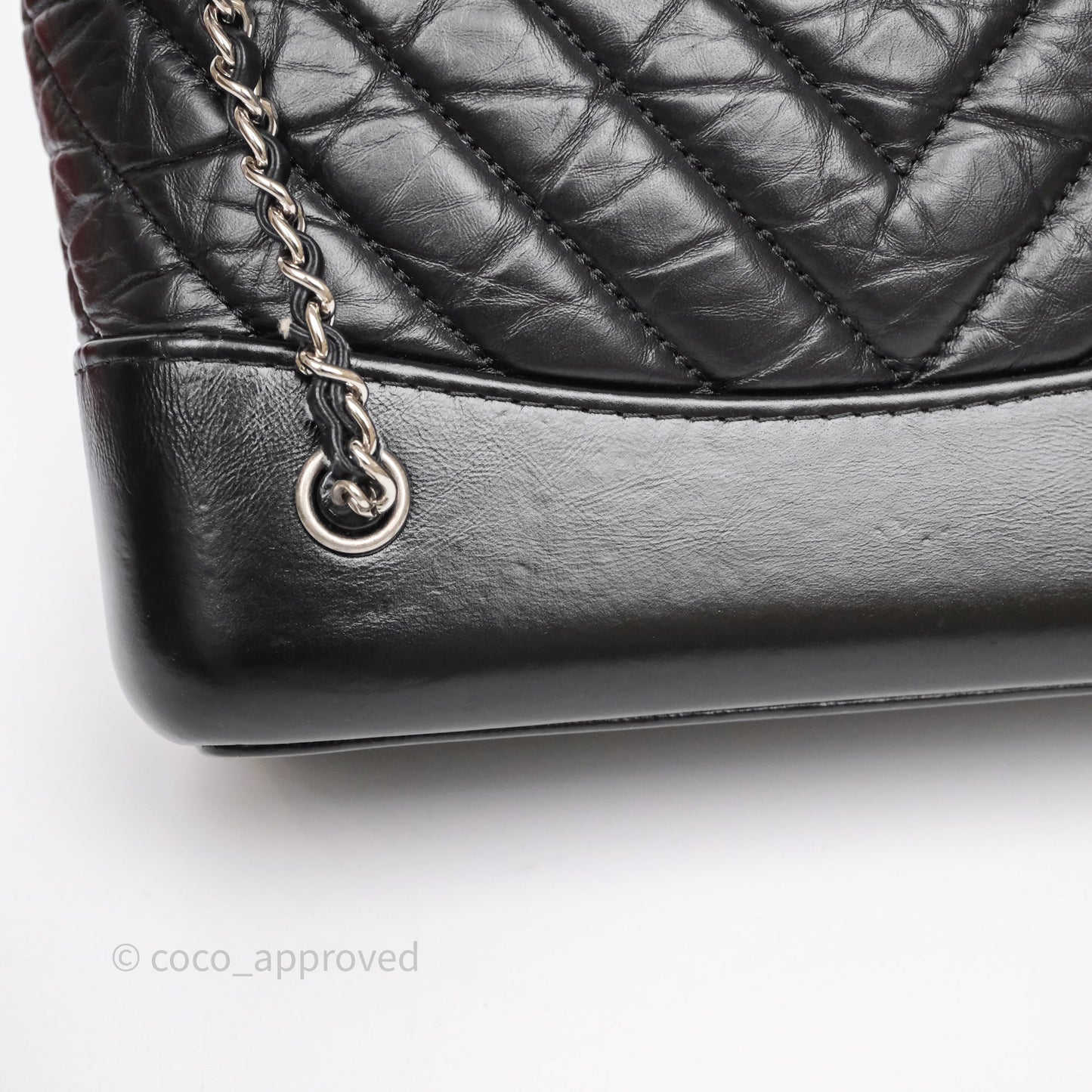 Chanel Small Chevron Gabrielle Backpack Black Aged Calfskin