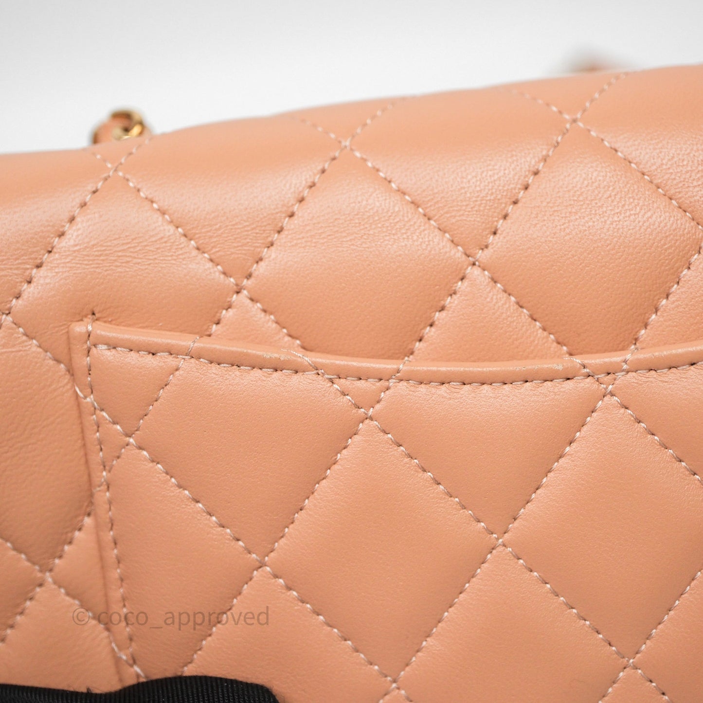Chanel Quilted Frame Wallet On Chain WOC Beige Lambskin Rose Gold Hardware