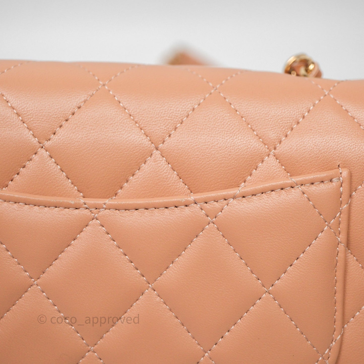 Chanel Quilted Frame Wallet On Chain WOC Beige Lambskin Rose Gold Hardware