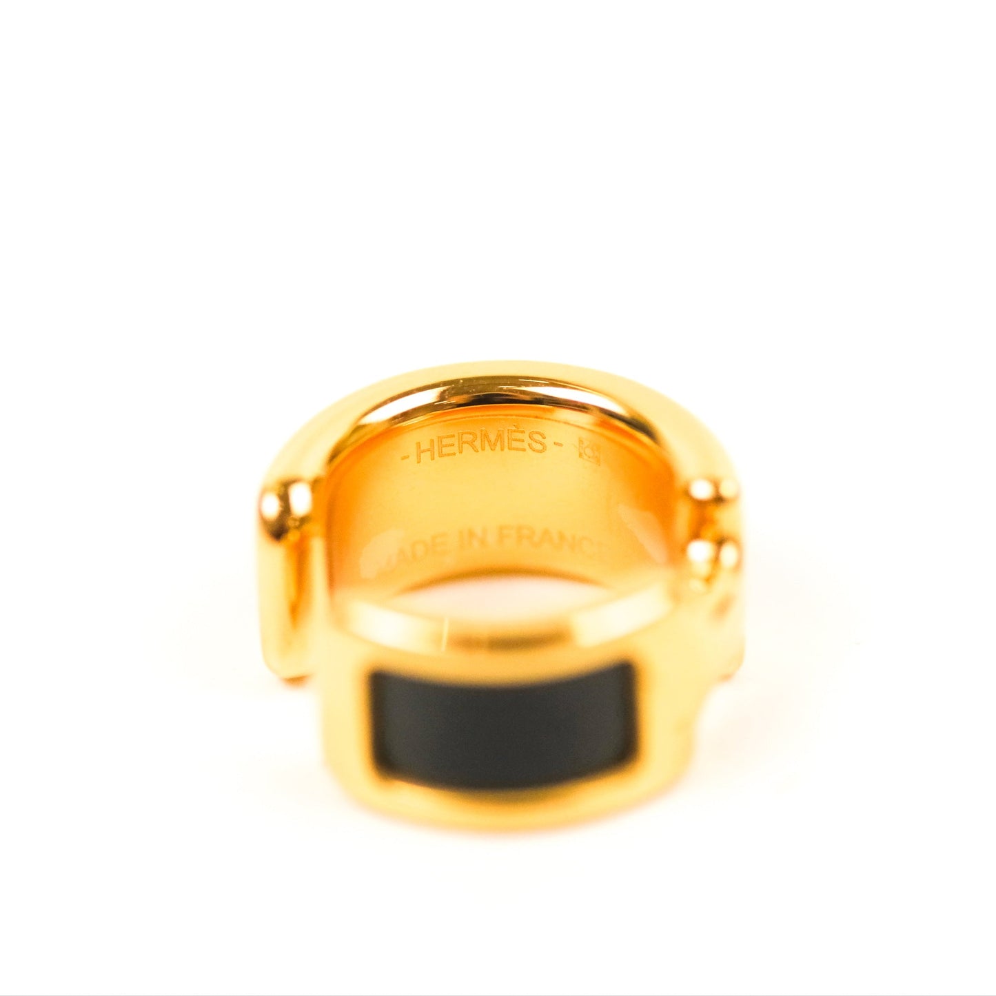 Hermes Olympe Ear Cuff Small Model Black Box Calfskin Gold