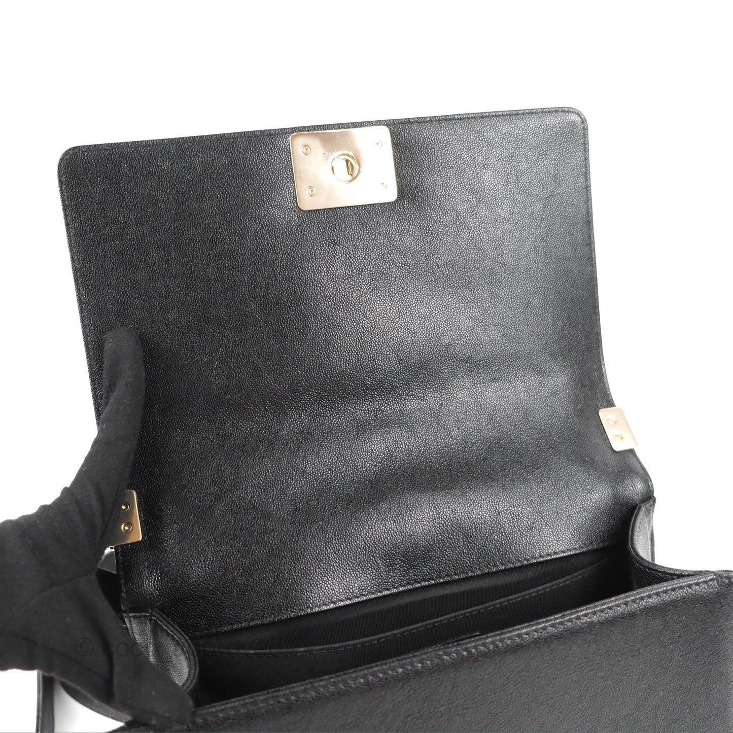 Chanel Medium Boy Chevron Black Caviar Gold Hardware