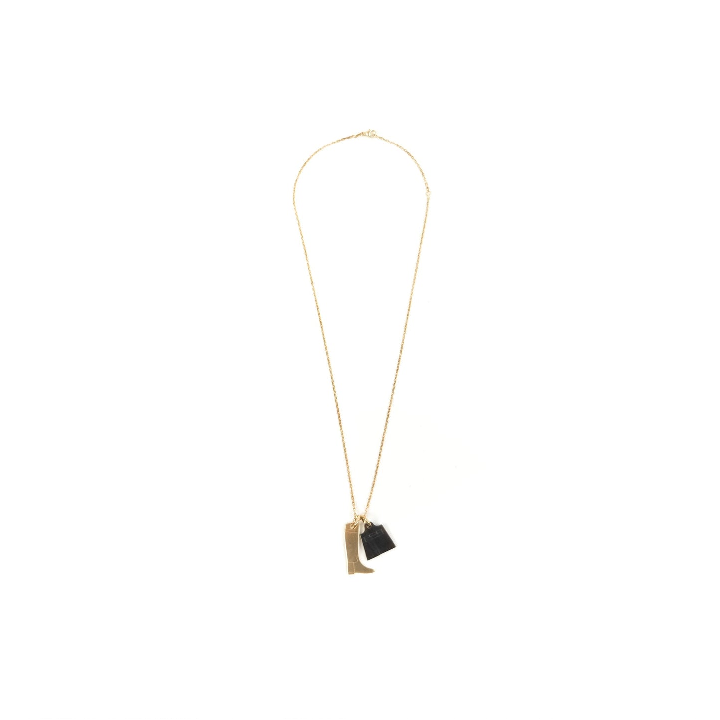 Hermes Amulette Maroquinier PM Pendant Necklace Gold Tone