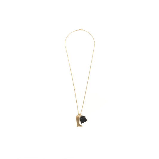 Hermes Amulette Maroquinier PM Pendant Necklace Gold Tone