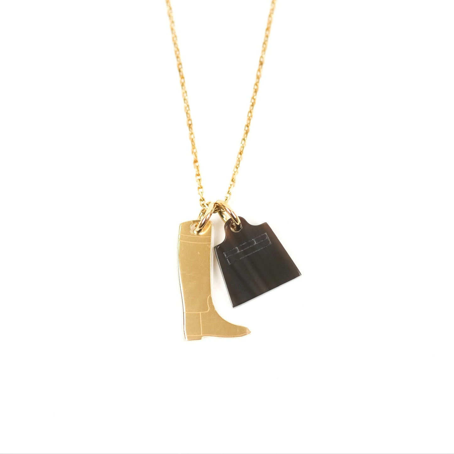 Hermes Amulette Maroquinier PM Pendant Necklace Gold Tone