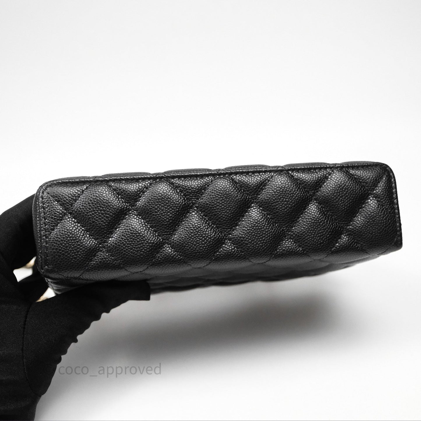 Chanel Top Handle Long Vanity with Chain Black Caviar Gold Hardware