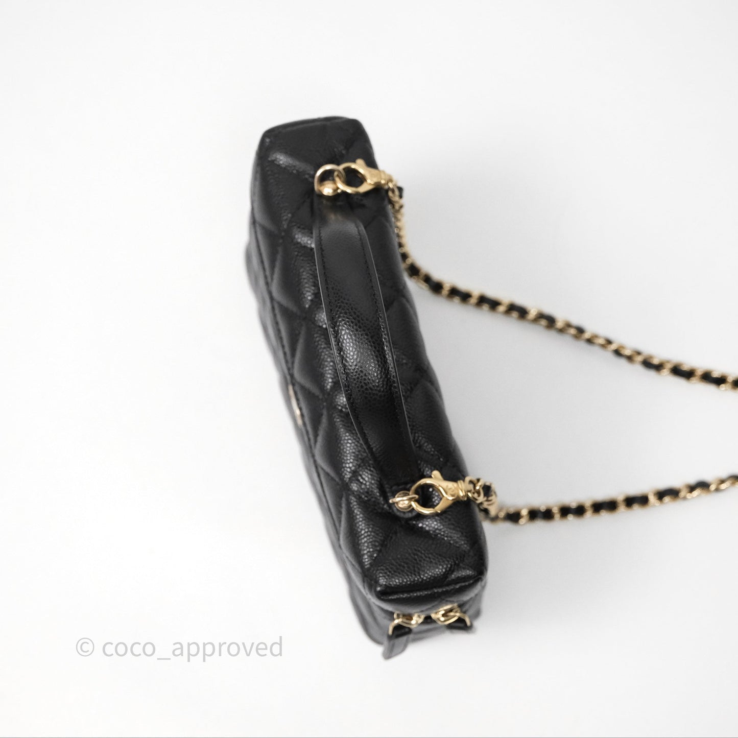 Chanel Top Handle Long Vanity with Chain Black Caviar Gold Hardware
