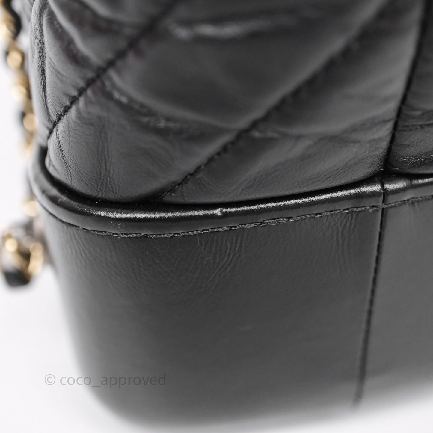 Chanel Small Chevron Gabrielle Backpack Black Aged Calfskin