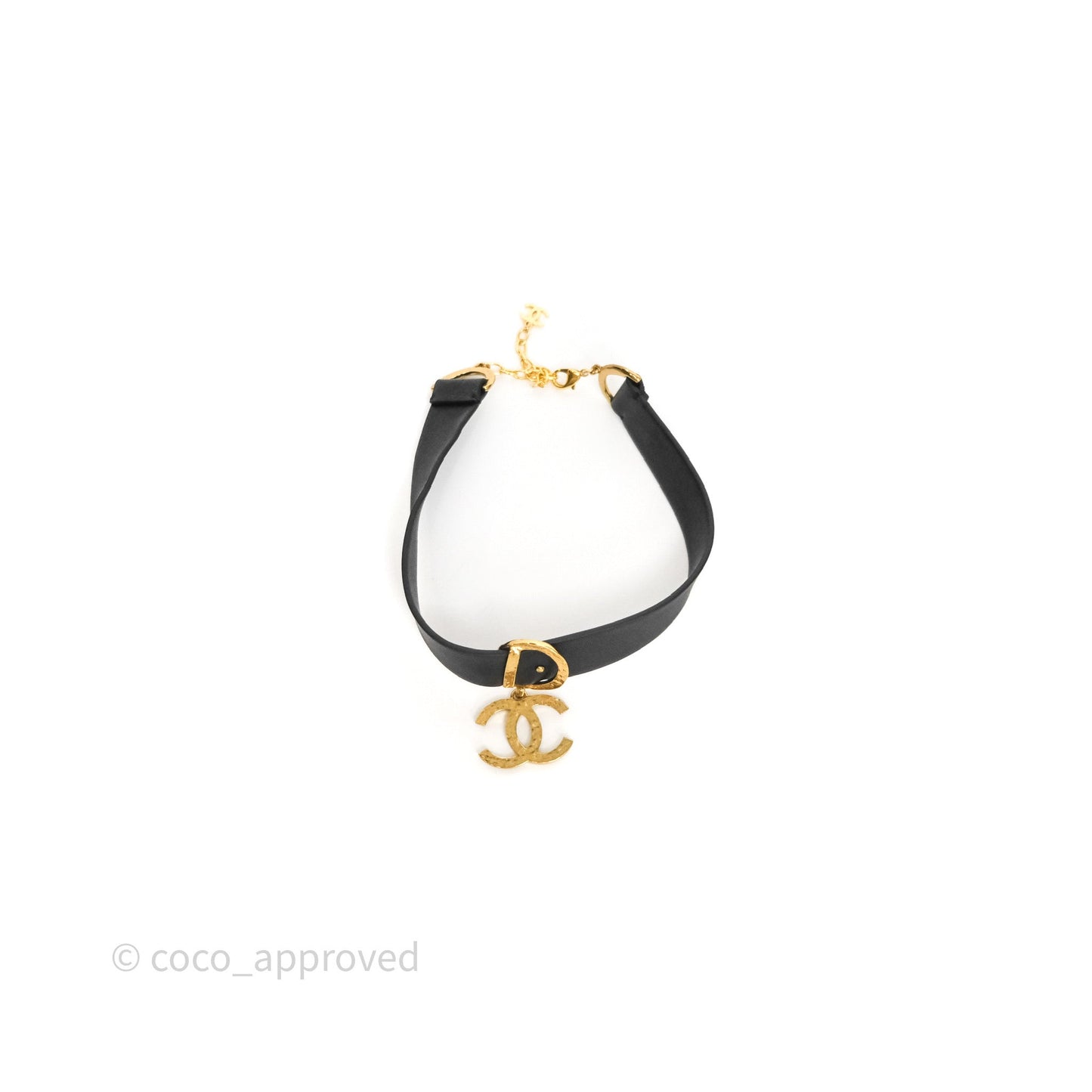 Chanel Gold CC Pendant Leather Choker 22S