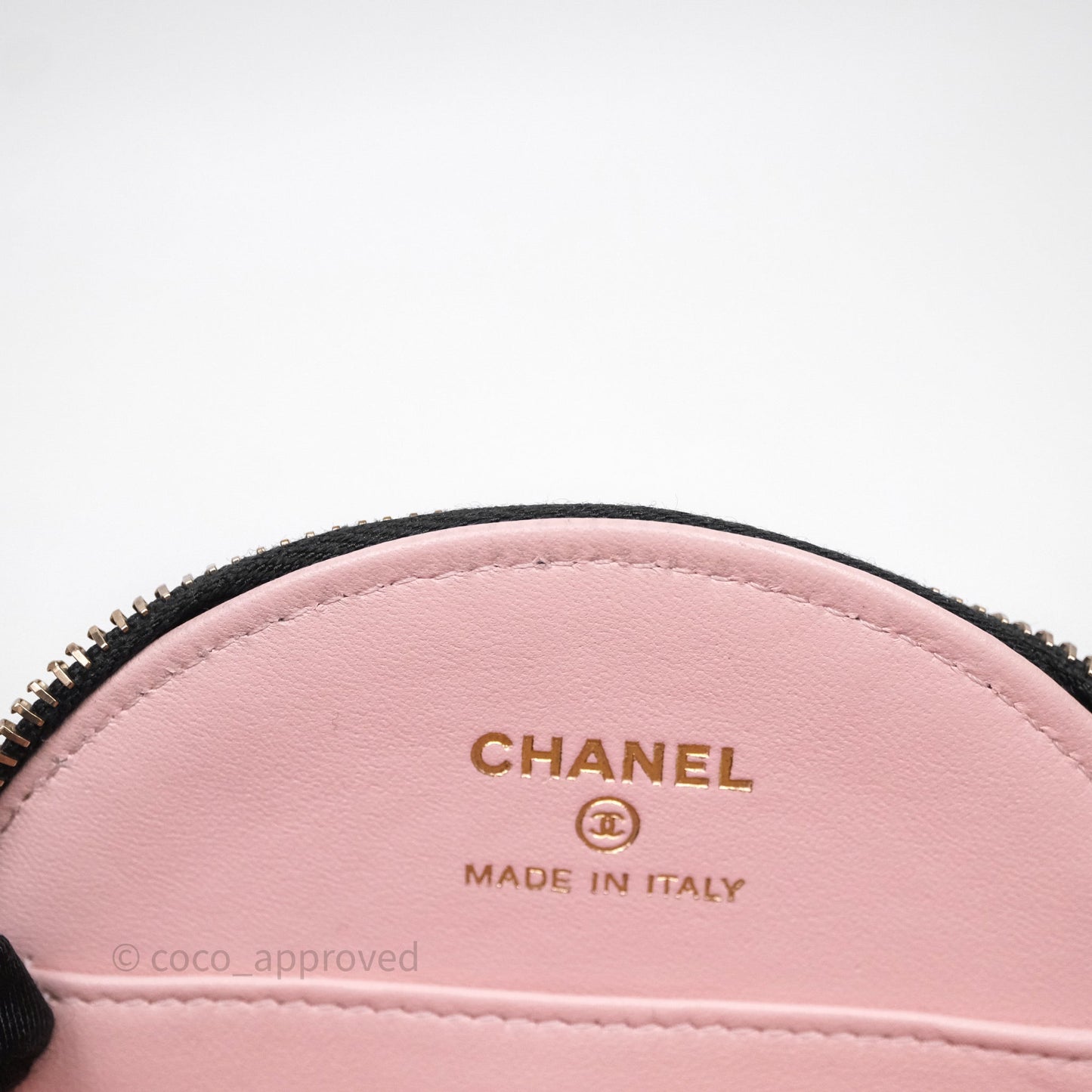 Chanel Mini Round Vanity Bag Handle With Care Black Glazed Lambskin Gold Hardware