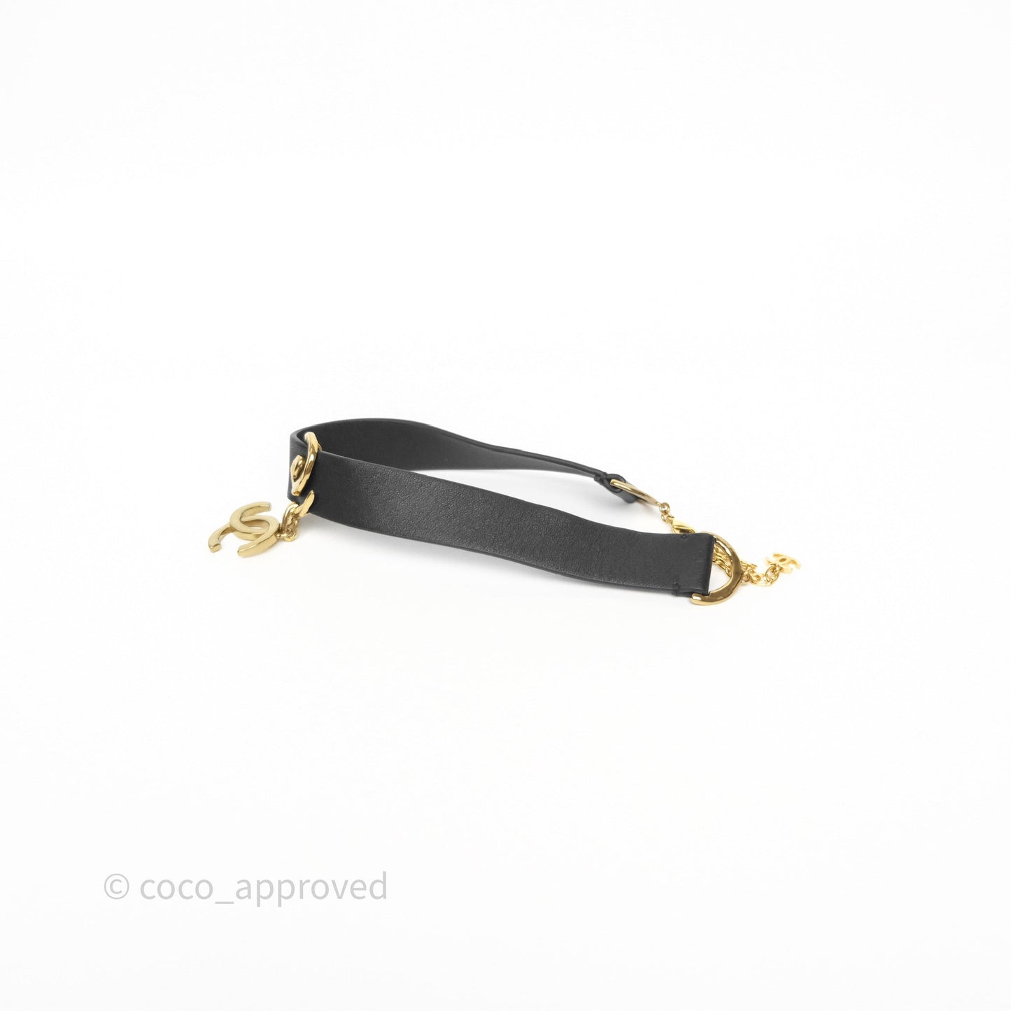 Chanel Gold CC Pendant Leather Choker 22S