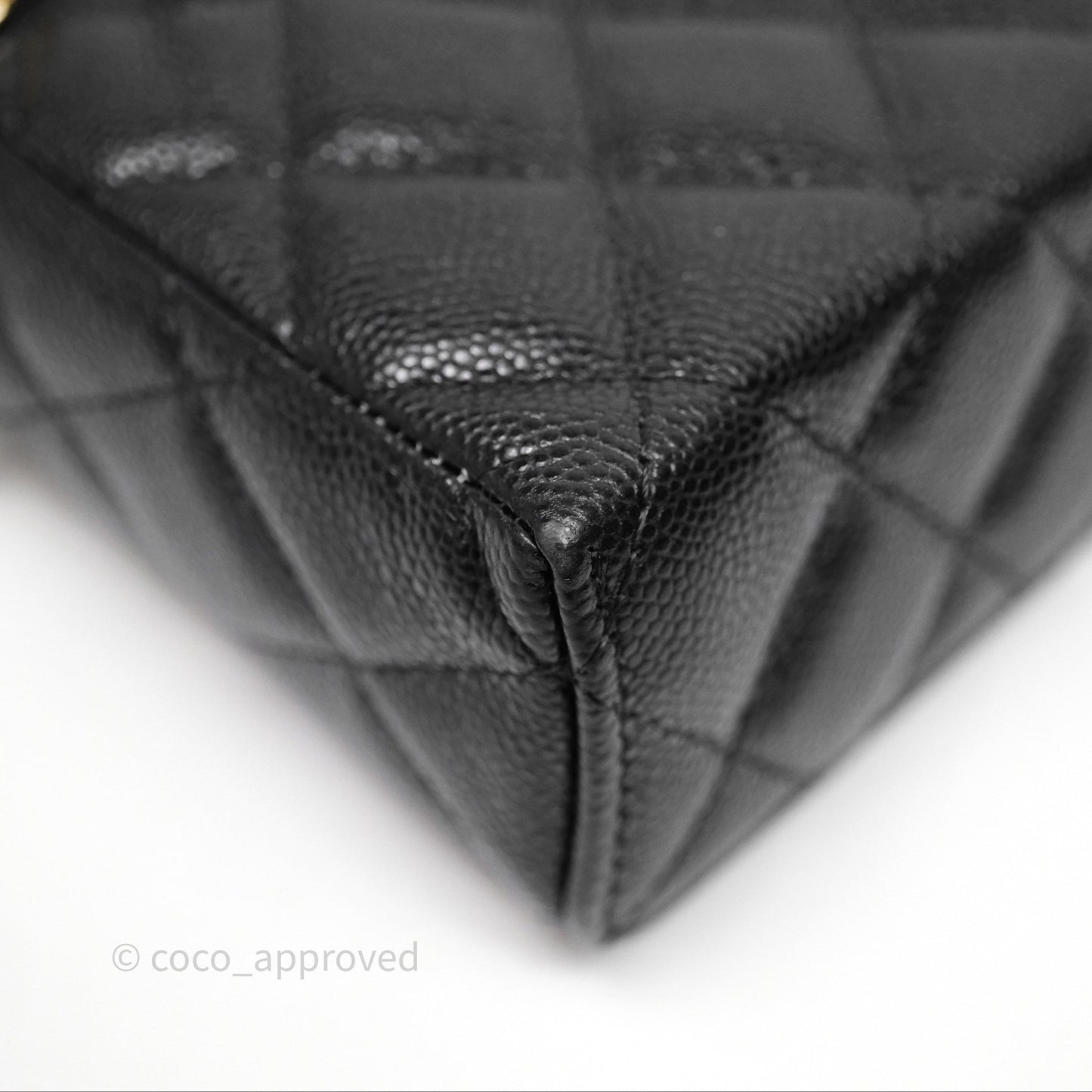 Chanel Top Handle Long Vanity with Chain Black Caviar Gold Hardware