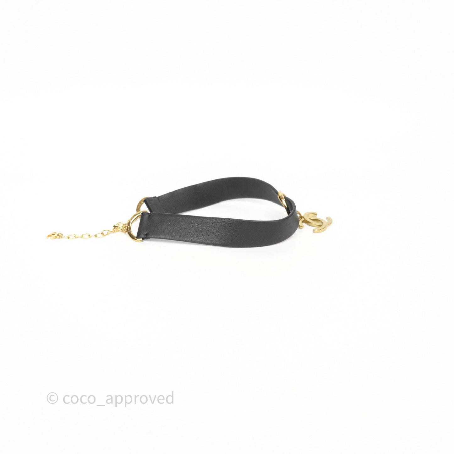 Chanel Gold CC Pendant Leather Choker 22S