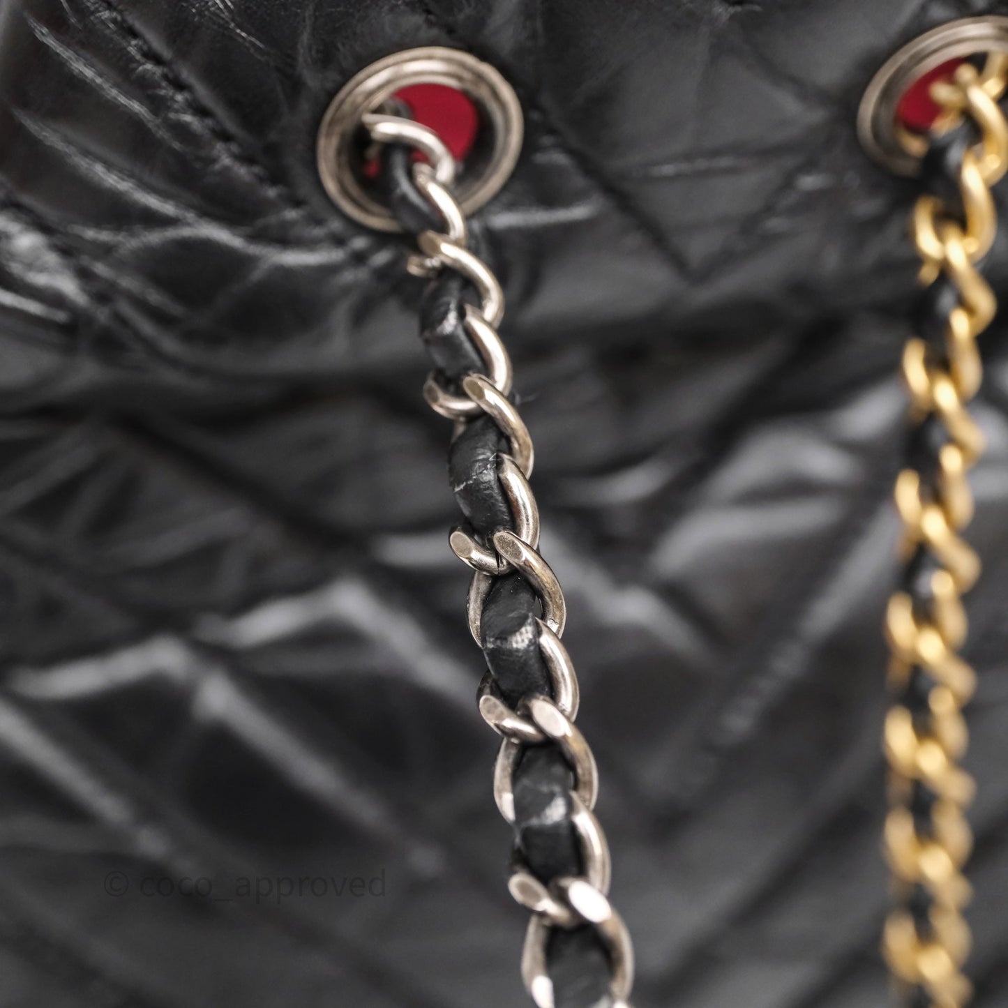 Chanel Small Chevron Gabrielle Backpack Black Aged Calfskin