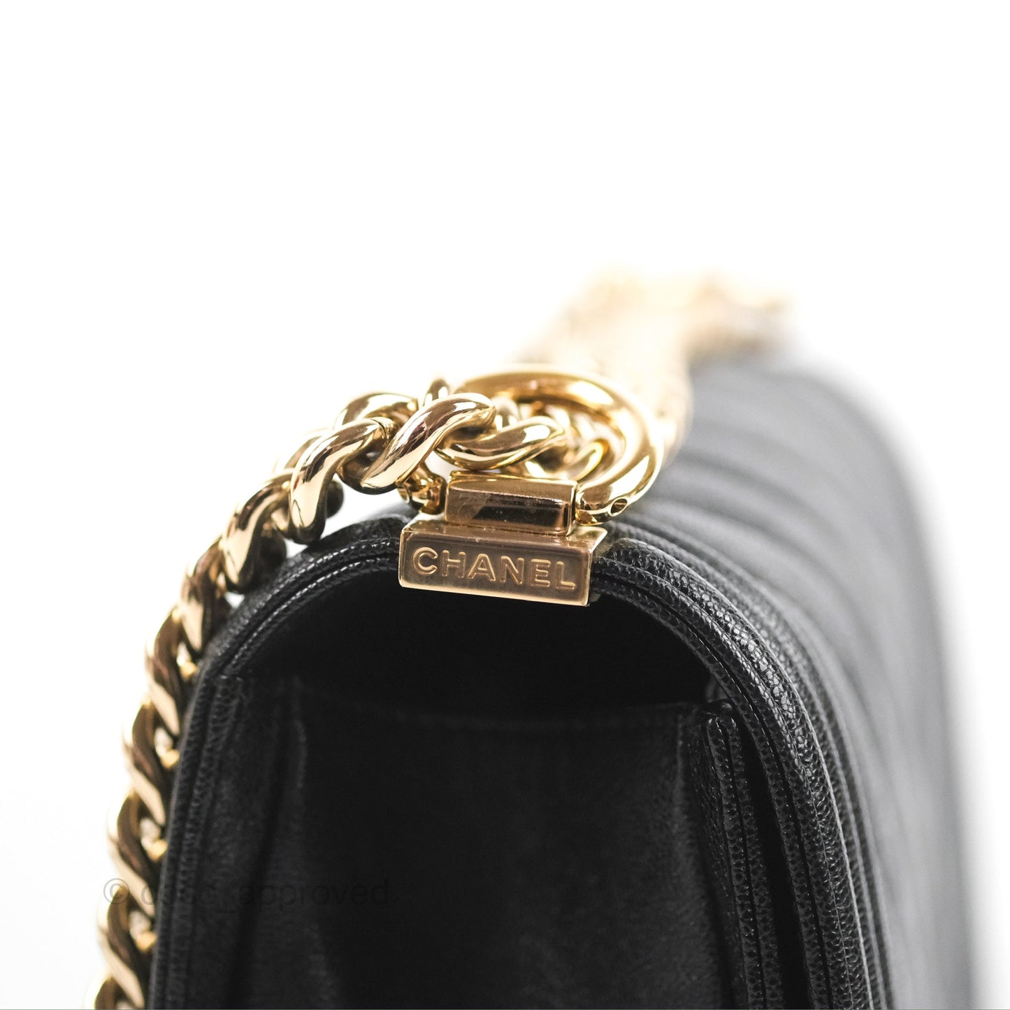 Chanel Medium Boy Chevron Black Caviar Gold Hardware