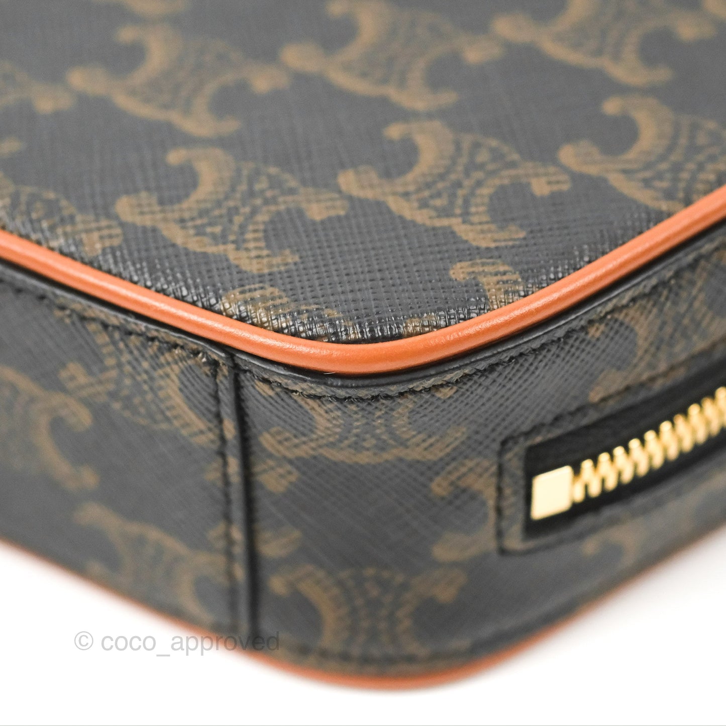 Celine Mini Bowling Bag Triomphe Canvas Tan Calfskin