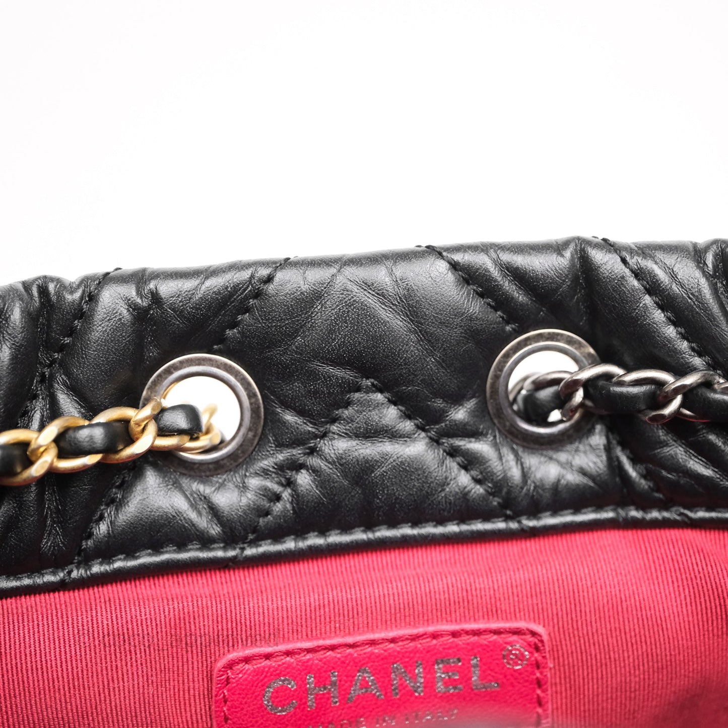 Chanel Small Chevron Gabrielle Backpack Black Aged Calfskin