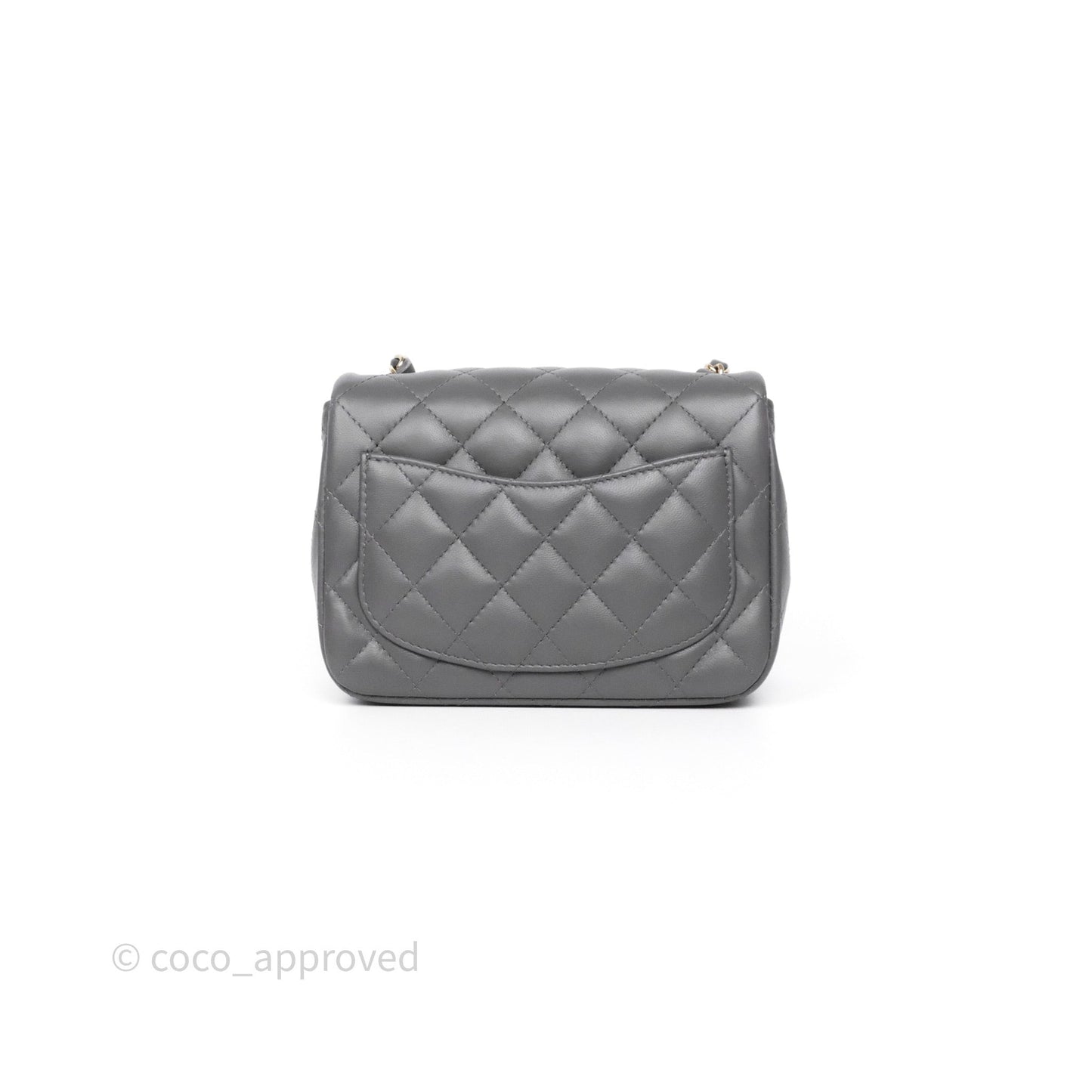 Chanel Mini Square Grey Lambskin Gold Hardware